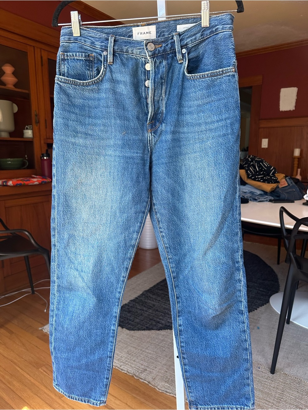 Frame Denim Women's Slim Straight Jeans in Medium Blue